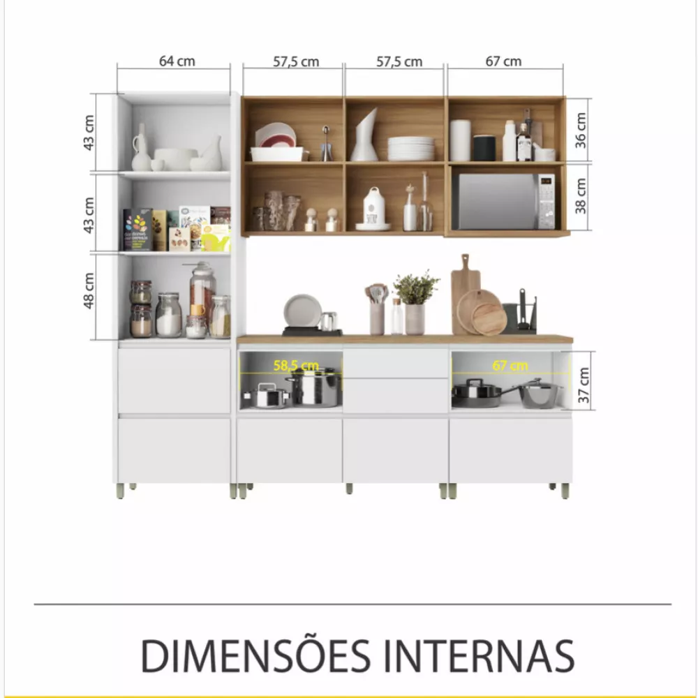 Image 3 of 16 of Cozinha 8 Peças Nesher Rainha Gourmet Ripado 100 Mdf