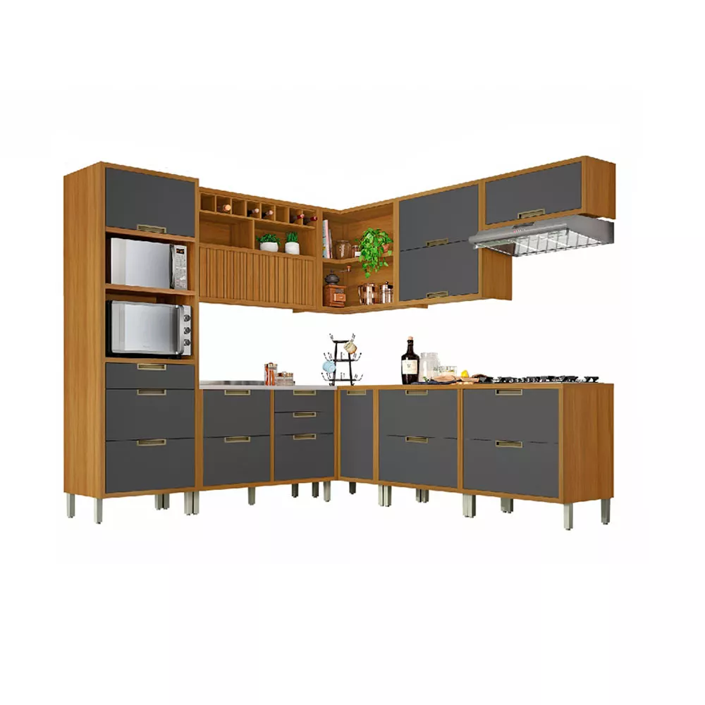 Image 0 of 8 of Cozinha Modulada 9 Peças Ripado Nesher Imperatriz Ângulo Torre Quente Mdf