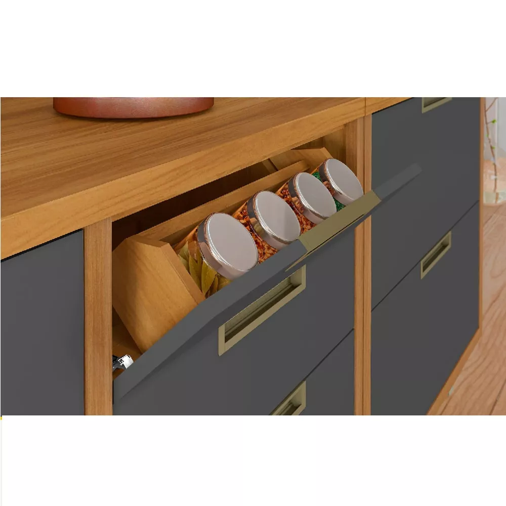 Image 1 of 8 of Cozinha Modulada 9 Peças Ripado Nesher Imperatriz Ângulo Torre Quente Mdf