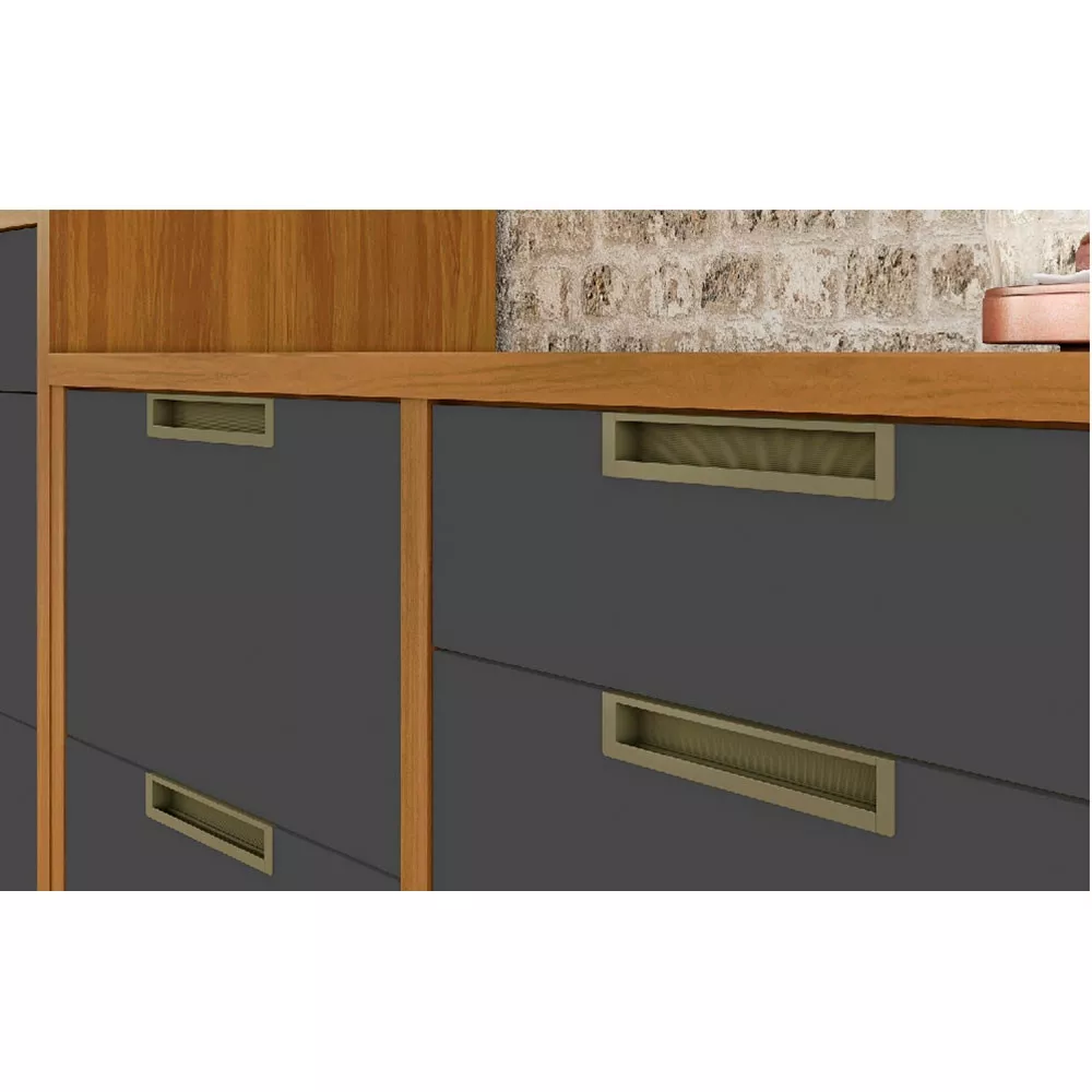 Image 3 of 8 of Cozinha Modulada 9 Peças Ripado Nesher Imperatriz Ângulo Torre Quente Mdf