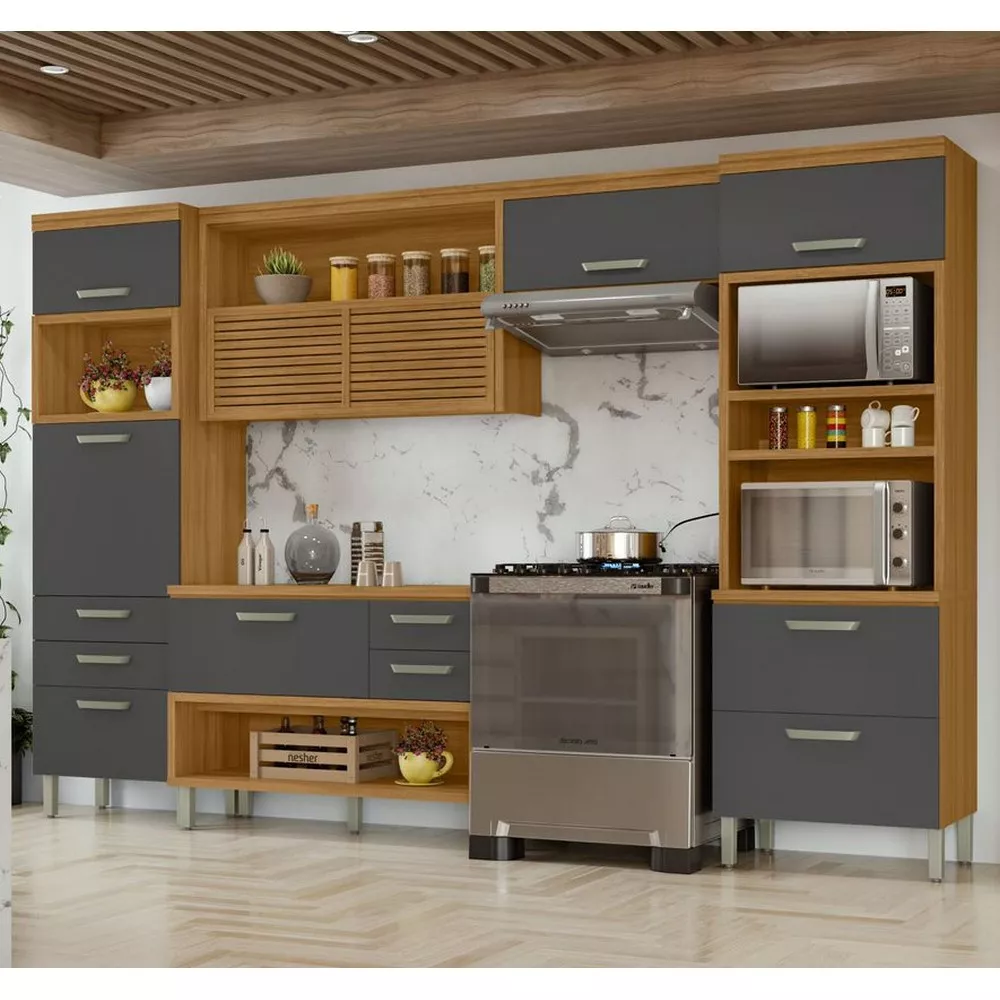 Image 0 of 11 of Cozinha 4 Peças Ripado 2 Paneleiros Princesa 100 MDF Nesher