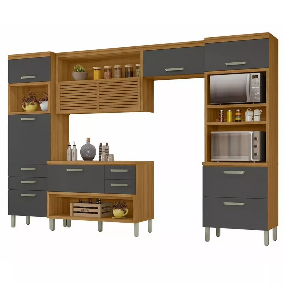 Image 1 of 11 of Cozinha 4 Peças Ripado 2 Paneleiros Princesa 100 MDF Nesher