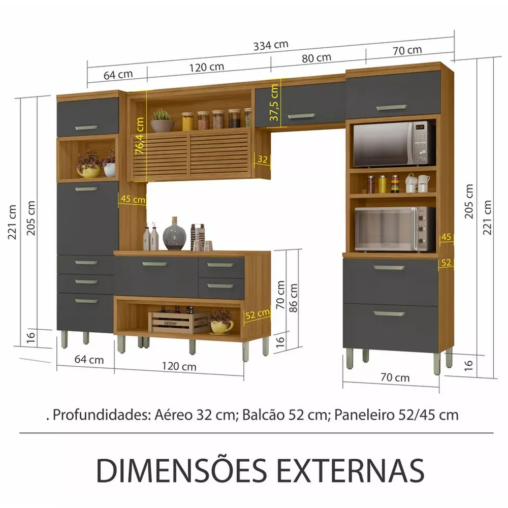 Image 3 of 11 of Cozinha 4 Peças Ripado 2 Paneleiros Princesa 100 MDF Nesher