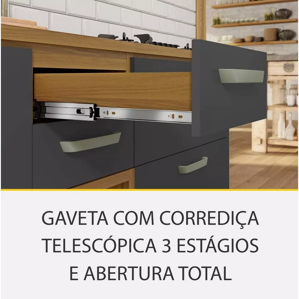 Image 5 of 11 of Cozinha 4 Peças Ripado 2 Paneleiros Princesa 100 MDF Nesher