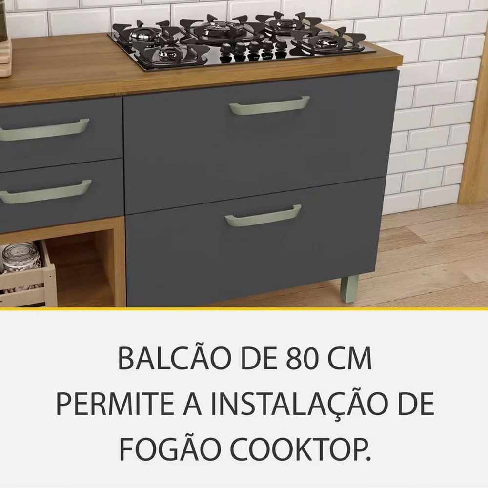 Image 9 of 11 of Cozinha 4 Peças Ripado 2 Paneleiros Princesa 100 MDF Nesher