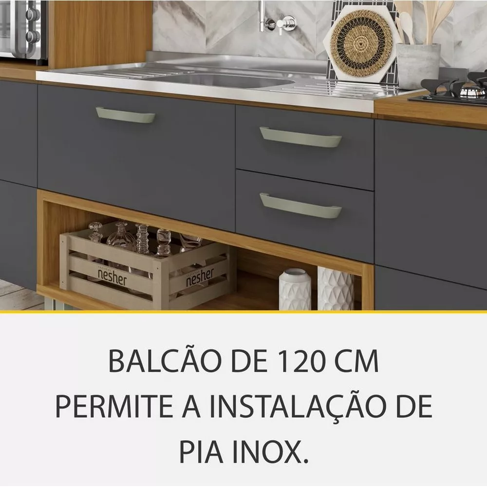 Image 10 of 11 of Cozinha 4 Peças Ripado 2 Paneleiros Princesa 100 MDF Nesher