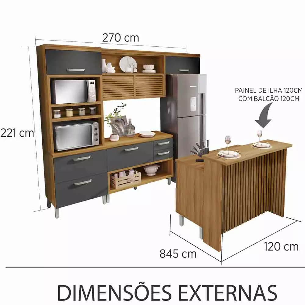 Image 1 of 10 of Cozinha 05 Peças Ripado Nesher Princesa Gourmet 100 MDF