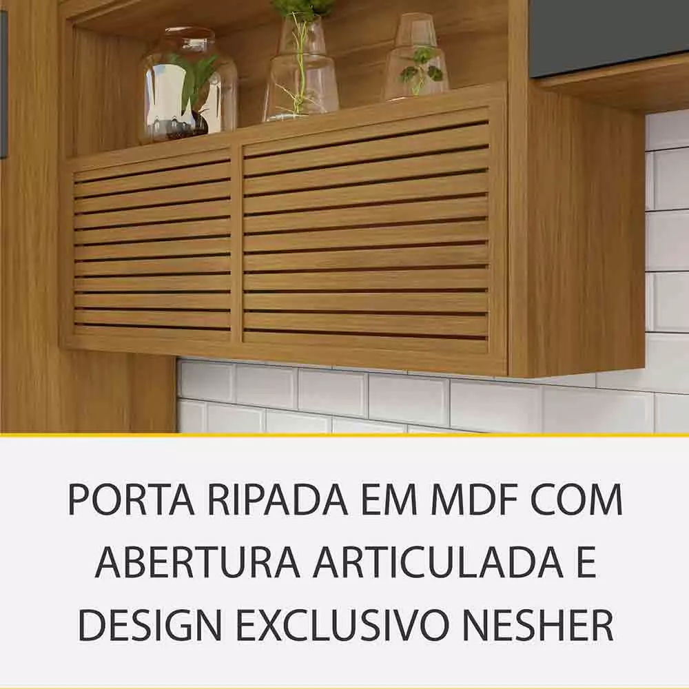 Image 2 of 10 of Cozinha 05 Peças Ripado Nesher Princesa Gourmet 100 MDF