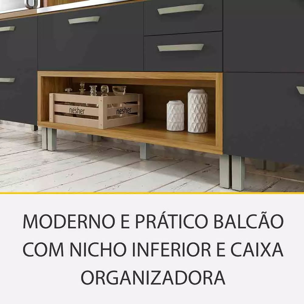 Image 3 of 10 of Cozinha 05 Peças Ripado Nesher Princesa Gourmet 100 MDF