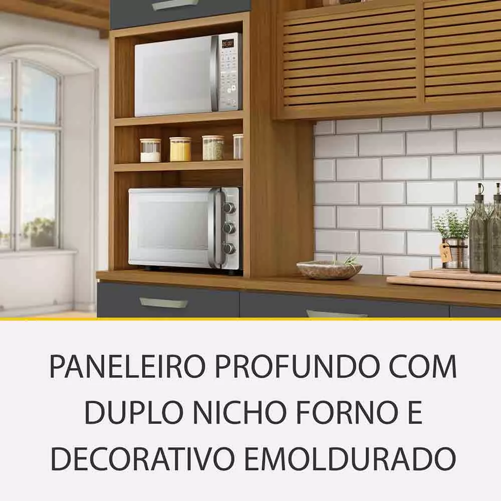 Image 5 of 10 of Cozinha 05 Peças Ripado Nesher Princesa Gourmet 100 MDF