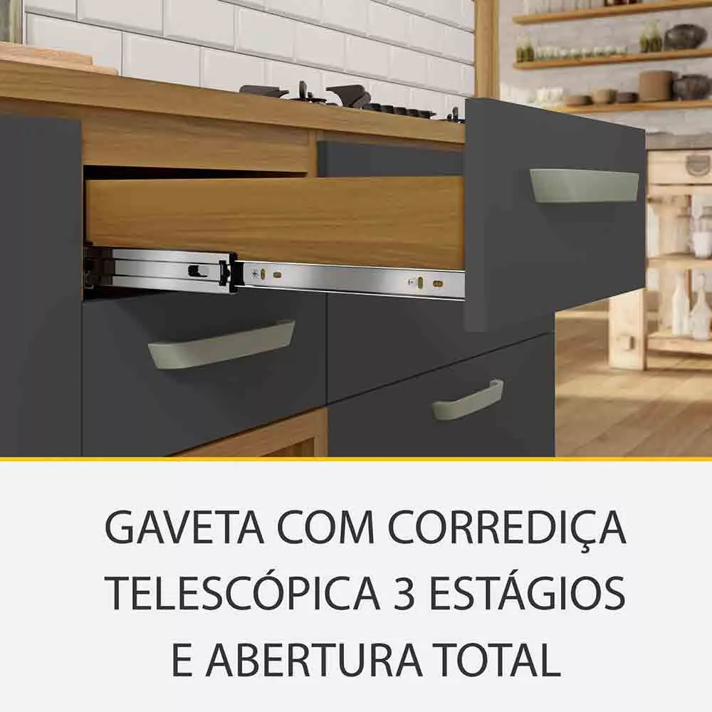 Image 6 of 10 of Cozinha 05 Peças Ripado Nesher Princesa Gourmet 100 MDF