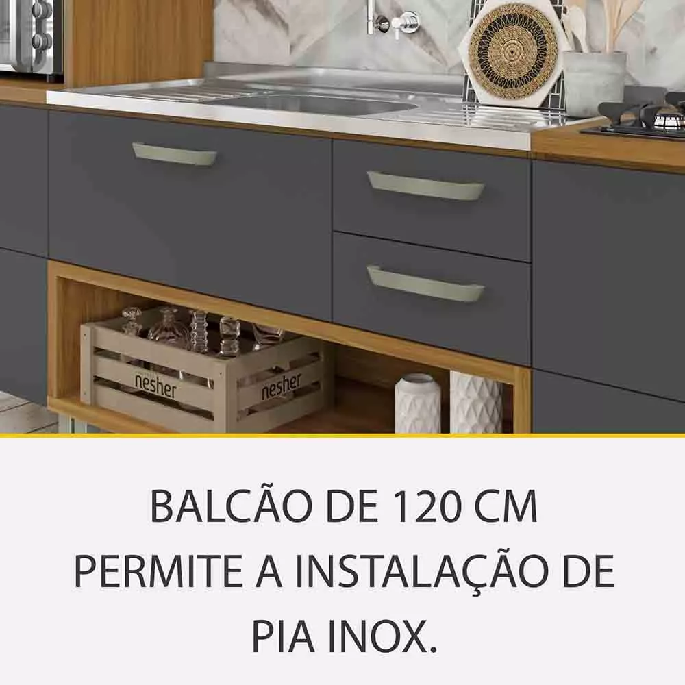 Image 8 of 10 of Cozinha 05 Peças Ripado Nesher Princesa Gourmet 100 MDF