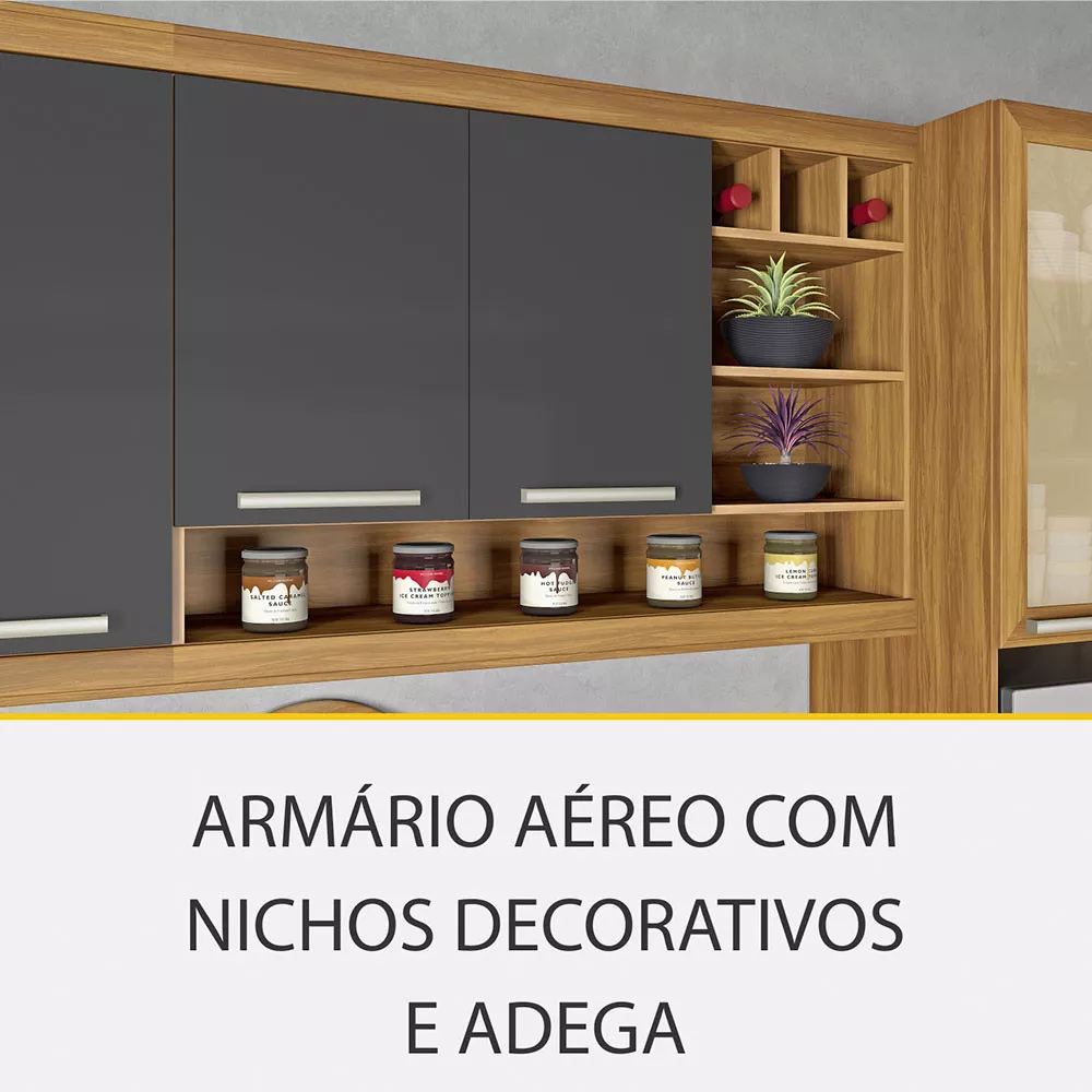 Image 9 of 13 of Cozinha Burguesa Gourmet 06 Peças Ripado em MDF Nesher