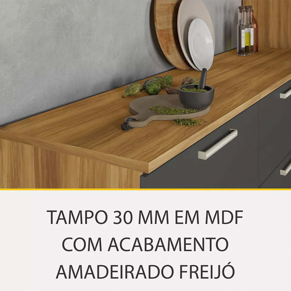 Image 11 of 13 of Cozinha Burguesa Gourmet 06 Peças Ripado em MDF Nesher