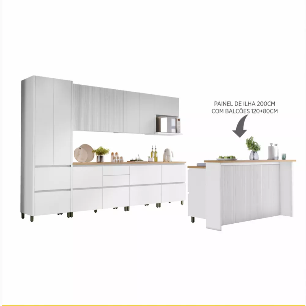 Image 1 of 20 of Cozinha 10 Peças Nesher Rainha Gourmet Ripado 100 Mdf