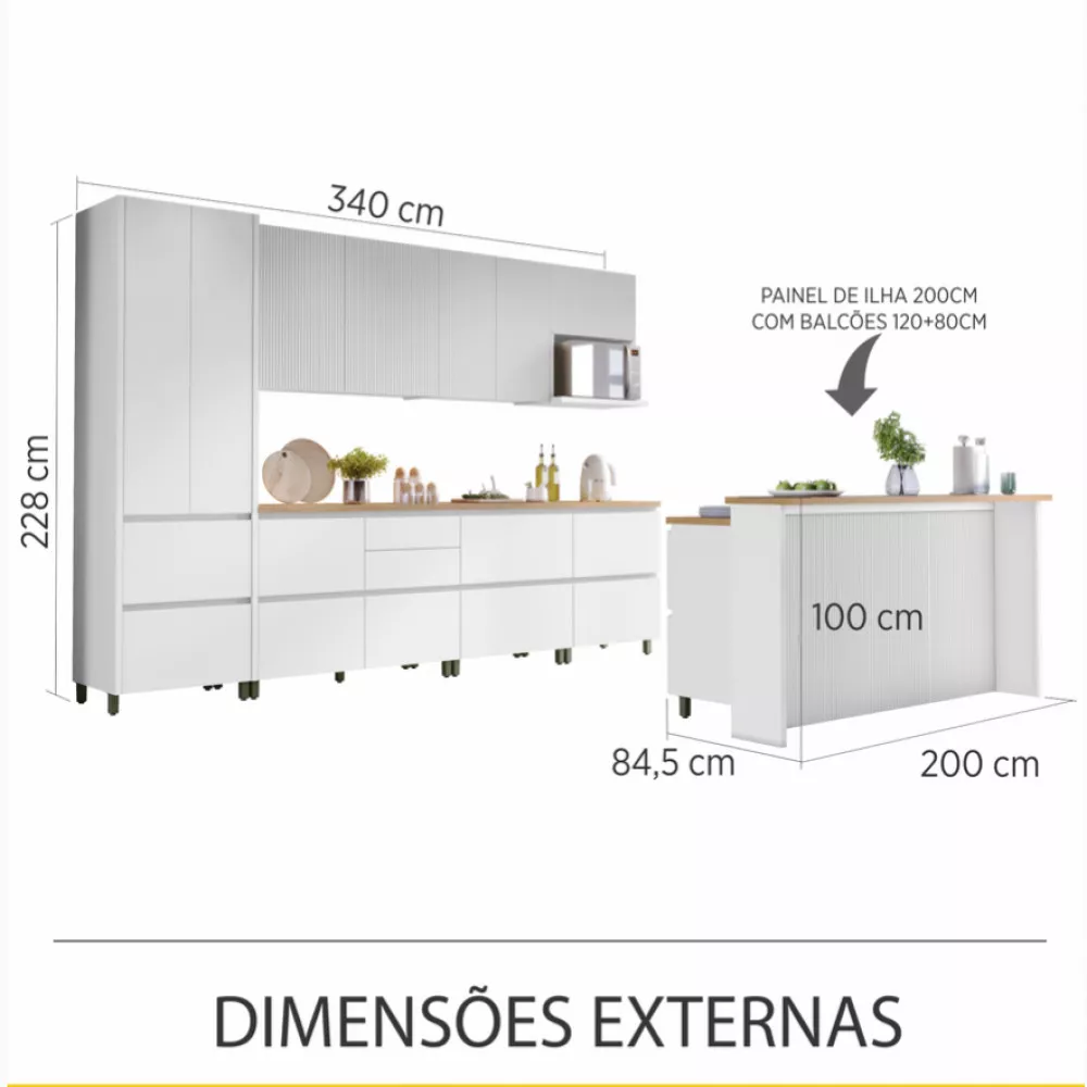 Image 2 of 20 of Cozinha 10 Peças Nesher Rainha Gourmet Ripado 100 Mdf
