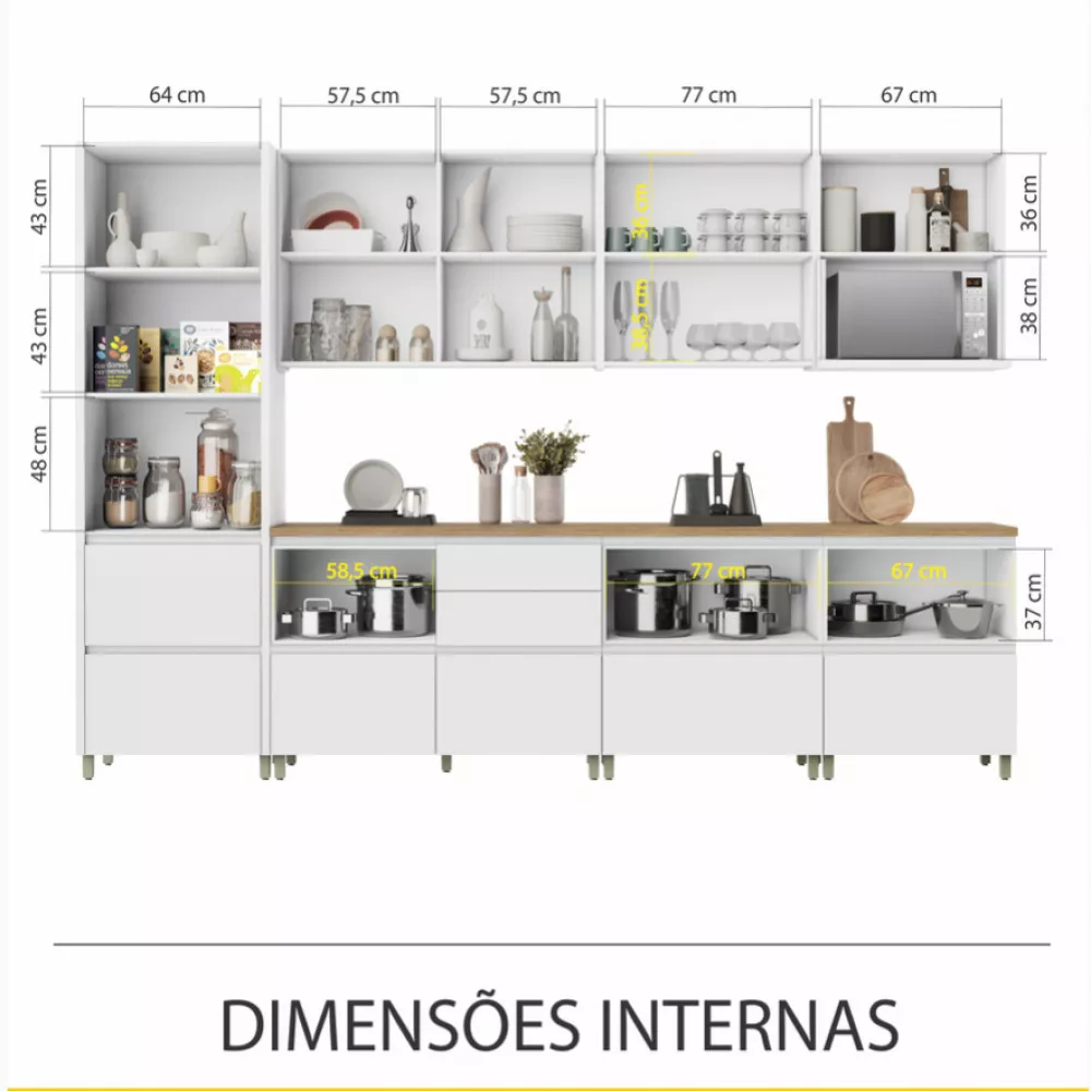 Image 3 of 20 of Cozinha 10 Peças Nesher Rainha Gourmet Ripado 100 Mdf