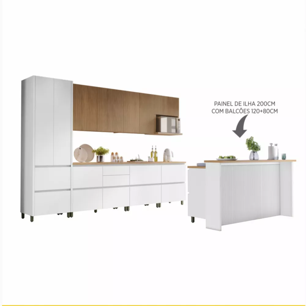 Image 19 of 20 of Cozinha 10 Peças Nesher Rainha Gourmet Ripado 100 Mdf