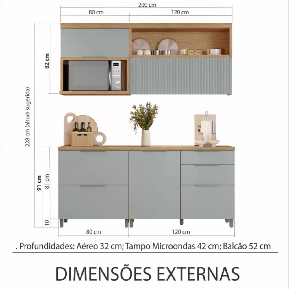 Image 1 of 15 of Cozinha 4 Peças Nesher Marquesa Ripado 100 Mdf