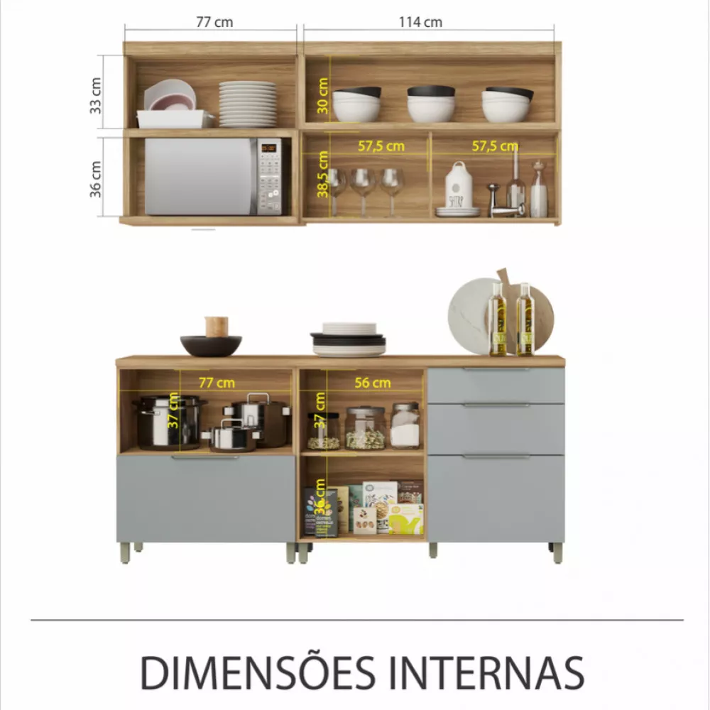 Image 3 of 15 of Cozinha 4 Peças Nesher Marquesa Ripado 100 Mdf
