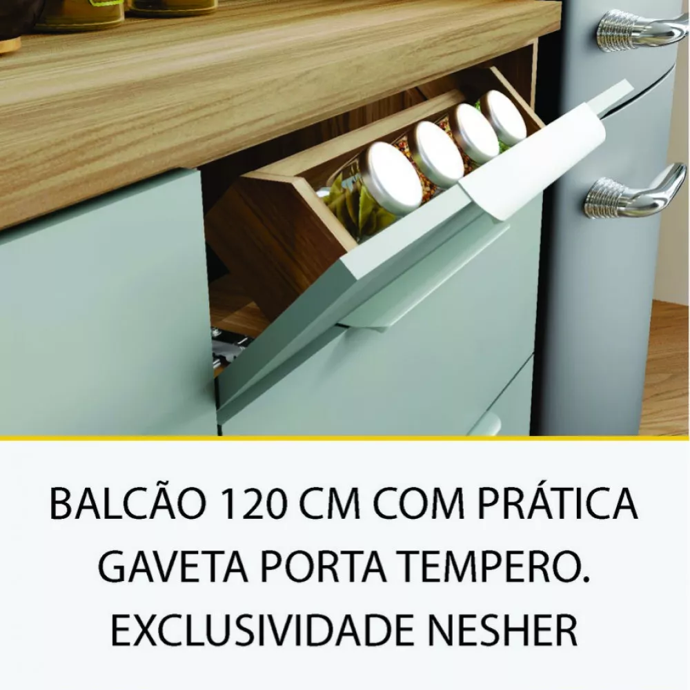 Image 8 of 15 of Cozinha 4 Peças Nesher Marquesa Ripado 100 Mdf