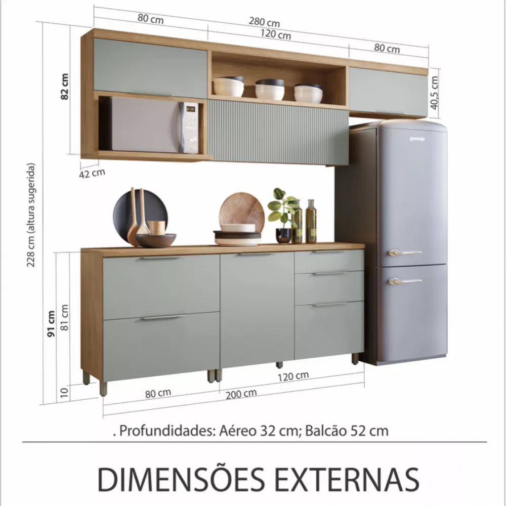 Image 2 of 20 of Cozinha 8 Peças Nesher Marquesa Gourmet Ripado 100 Mdf