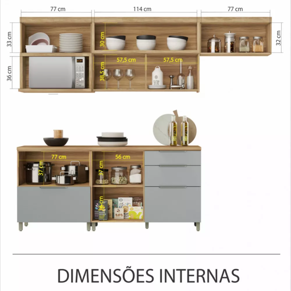 Image 3 of 20 of Cozinha 8 Peças Nesher Marquesa Gourmet Ripado 100 Mdf