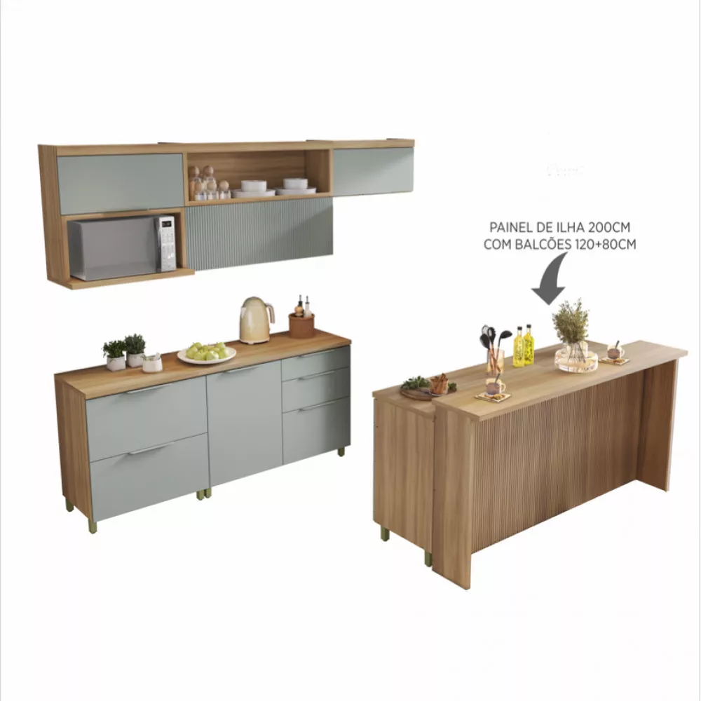 Image 17 of 20 of Cozinha 8 Peças Nesher Marquesa Gourmet Ripado 100 Mdf