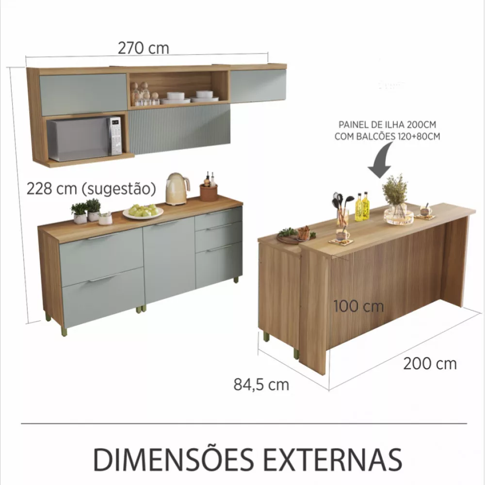 Image 18 of 20 of Cozinha 8 Peças Nesher Marquesa Gourmet Ripado 100 Mdf