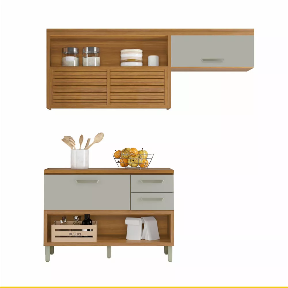 Image 0 of 11 of Cozinha 2 Peças Ripado Nesher Princesa 100 MDF