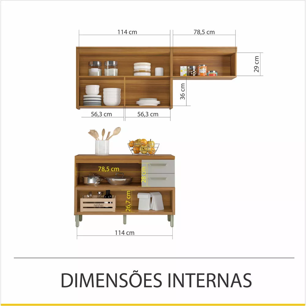 Image 3 of 11 of Cozinha 2 Peças Ripado Nesher Princesa 100 MDF