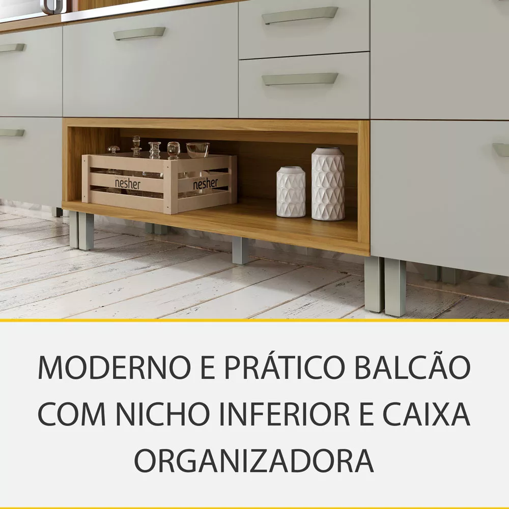 Image 5 of 11 of Cozinha 2 Peças Ripado Nesher Princesa 100 MDF