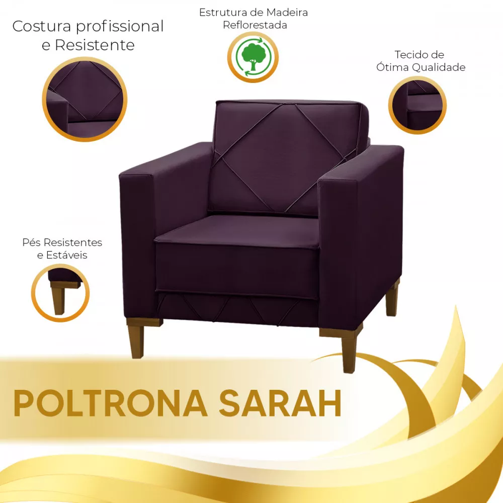 Image 3 of 6 of Poltrona Decorativa Sarah - Veludo