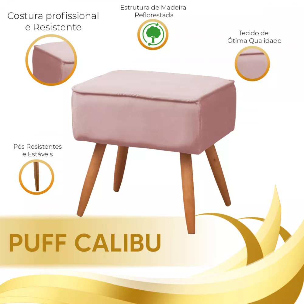 Image 2 of 3 of Puff Para Sala Calibu Veludo Speciale Home