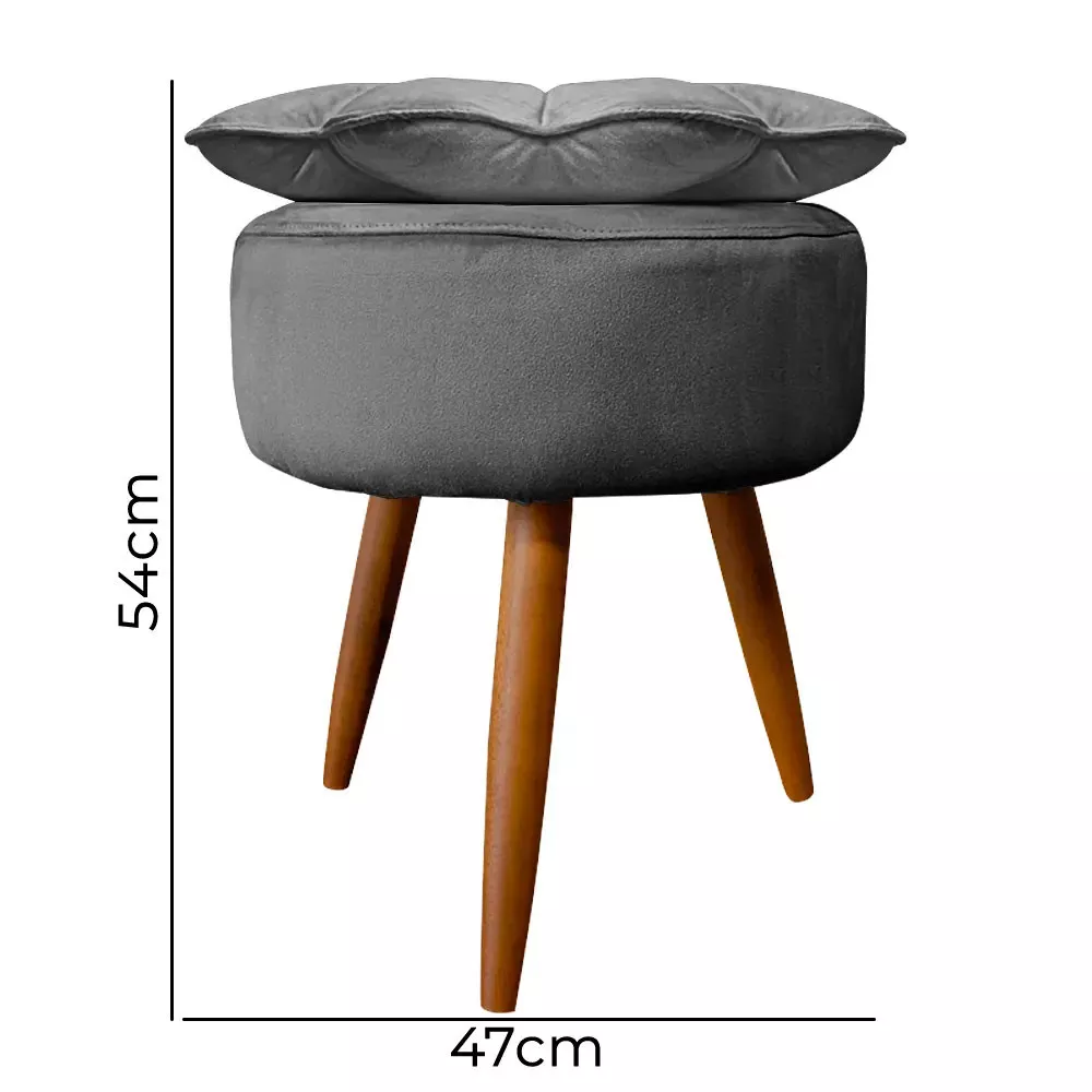 Image 2 of 6 of Puff Decorativo Floratta Veludo Cinza Chumbo - Speciale Home
