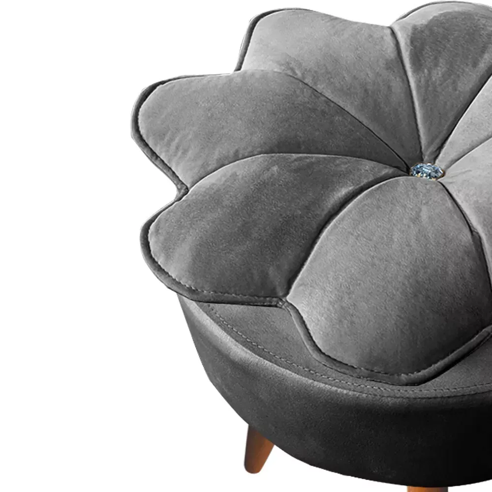 Image 3 of 6 of Puff Decorativo Floratta Veludo Cinza Chumbo - Speciale Home