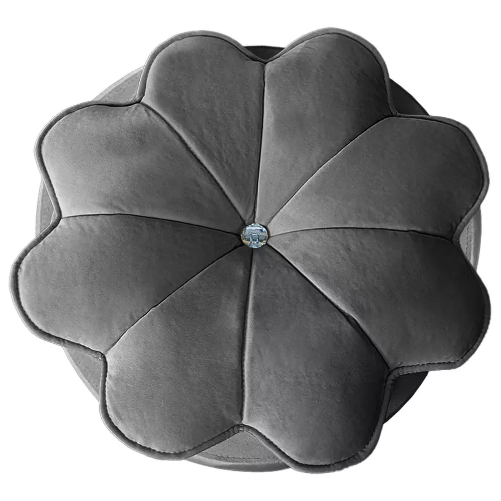 Image 5 of 6 of Puff Decorativo Floratta Veludo Cinza Chumbo - Speciale Home