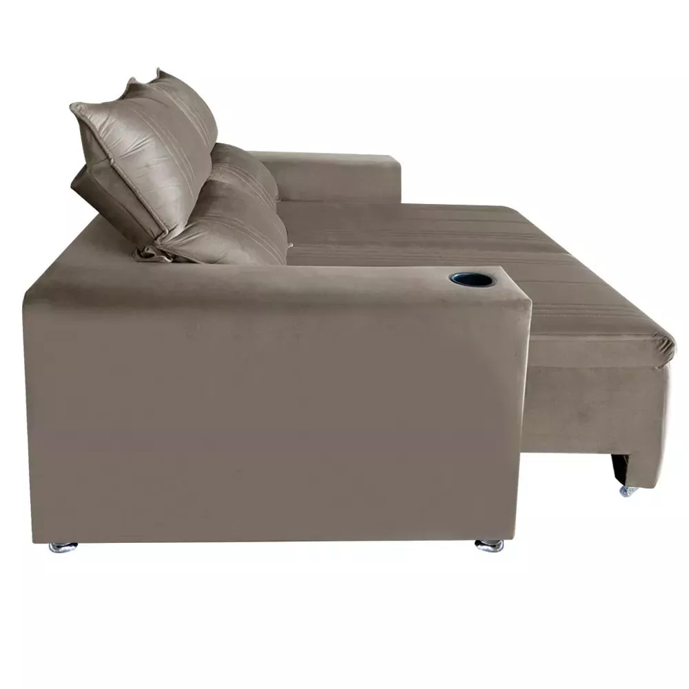 Image 4 of 9 of Sófa Retrátil e Reclinável 2 lugares Madri 1,60cm c/Molas Suede Bege S