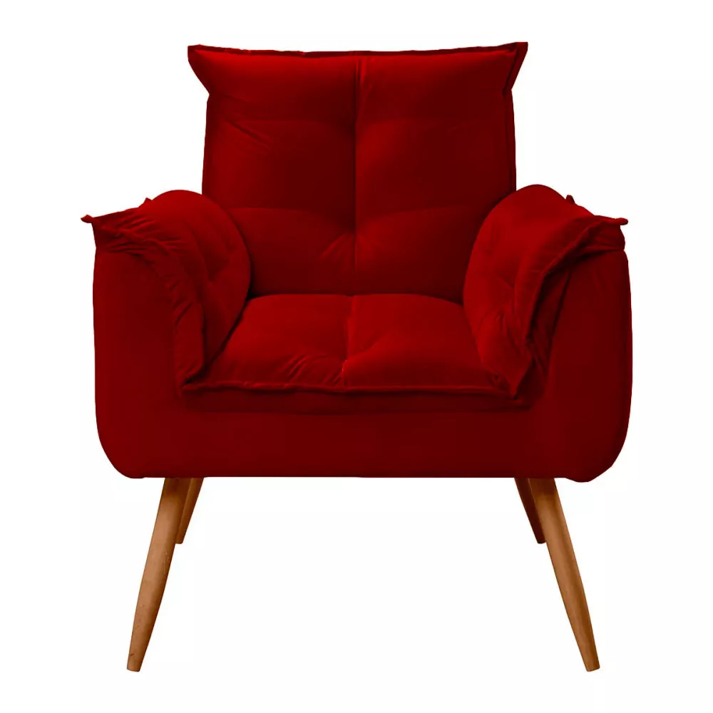 Image 1 of 6 of Conjunto de 2 Poltronas Opala Veludo Vermelho - Speciale Home