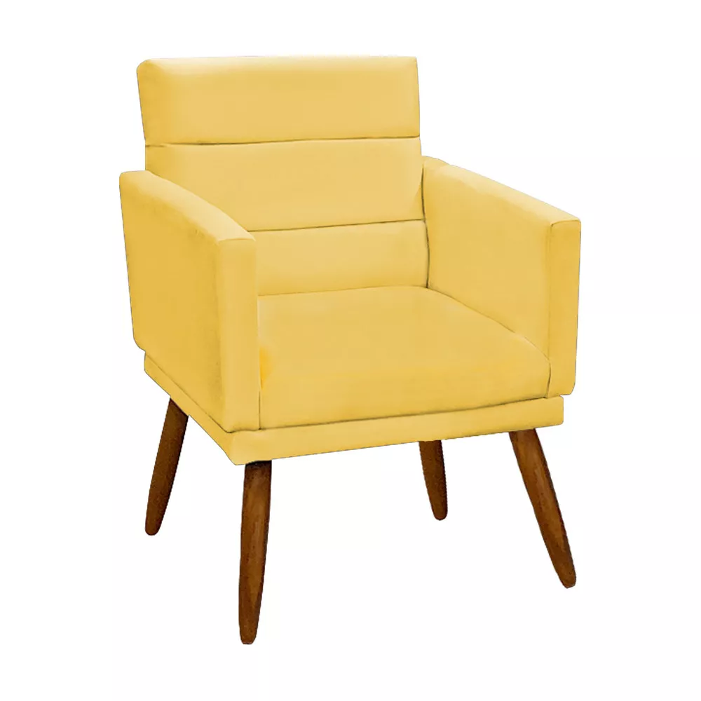 Image 0 of 5 of Poltrona Nina Veludo Amarelo De Madeira Speciale Home