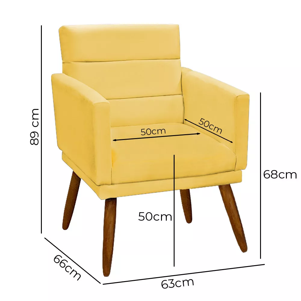 Image 2 of 5 of Poltrona Nina Veludo Amarelo De Madeira Speciale Home