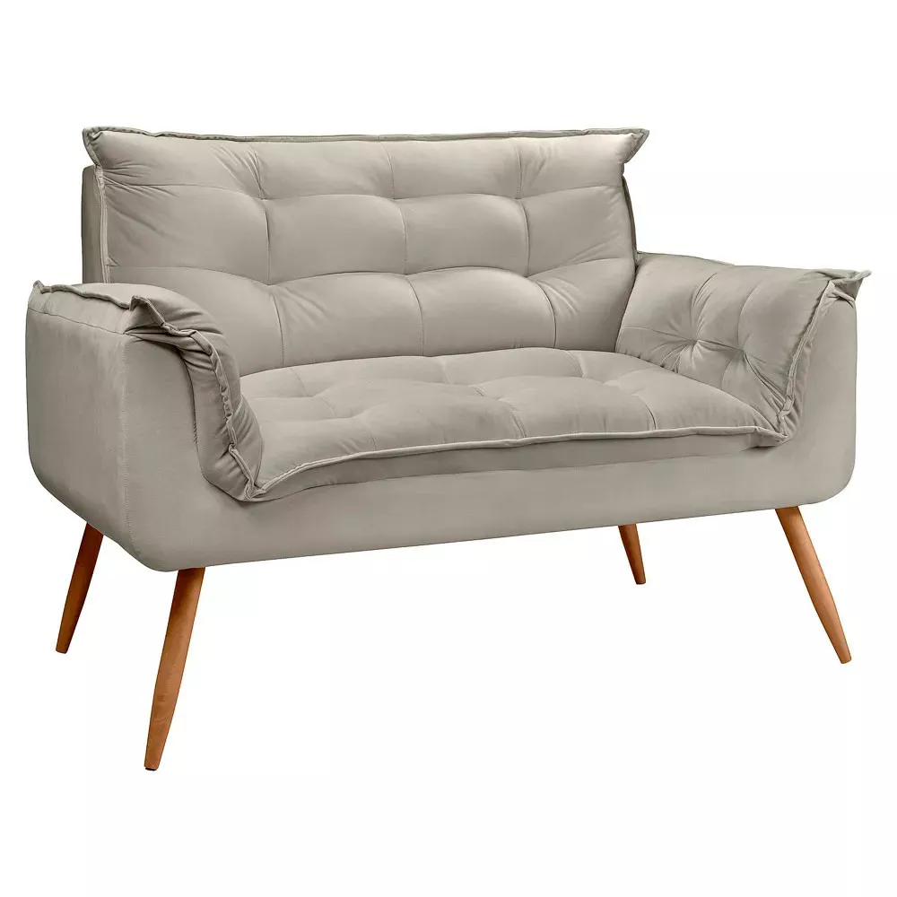 Image 4 of 6 of Conjunto Namoradeira + Poltrona Opala Veludo Bege Marfim - Speciale Home