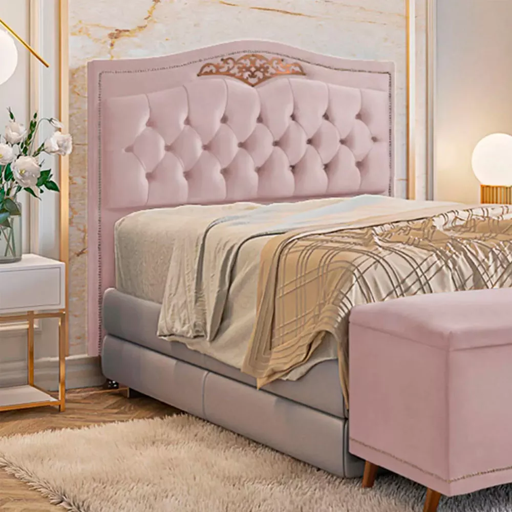 Image 1 of 5 of Cabeceira Cama Box Casal 140 cm Estofada Luxor Rose Holanda Plus Speciale Home