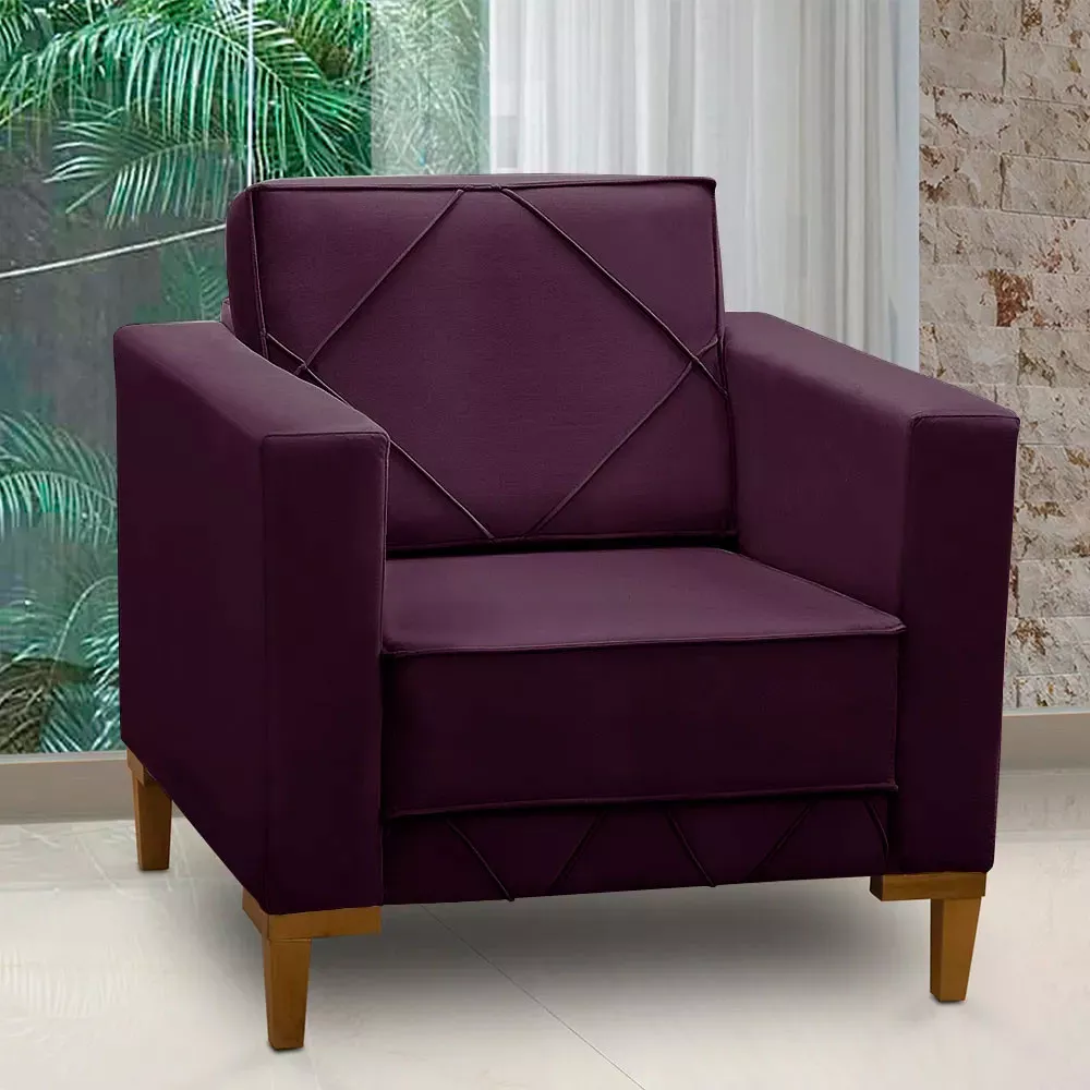 Image 1 of 7 of Kit 2 Poltronas Decorativa Sarah Veludo Roxo - Speciale Home