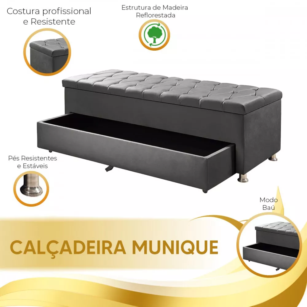 Image 3 of 6 of Calçadeira Sapateira Baú Munique 1.40 Veludo