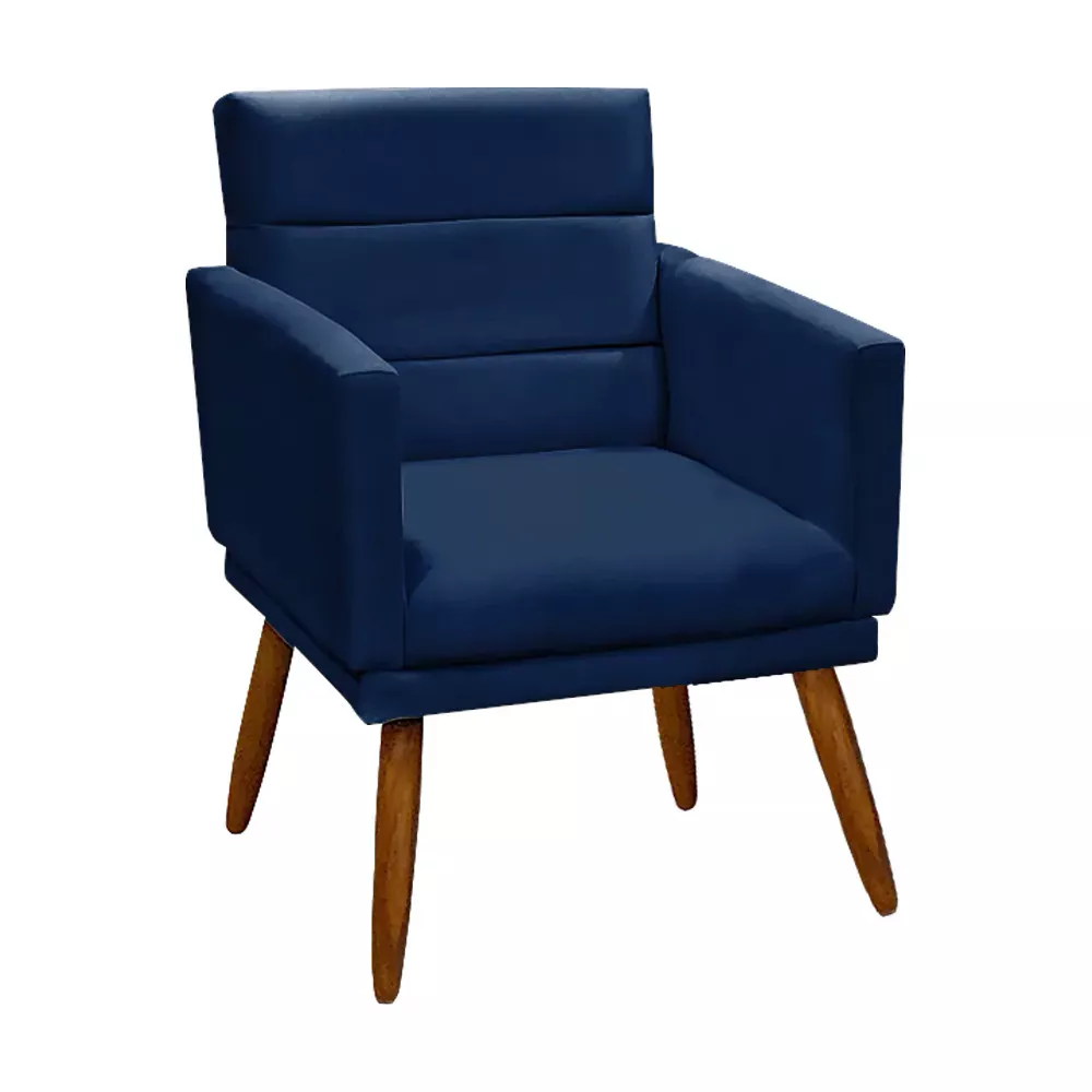 Image 8 of 9 of Kit 2 Poltronas Decorativas Nina + Puff Veludo Azul - Speciale Home