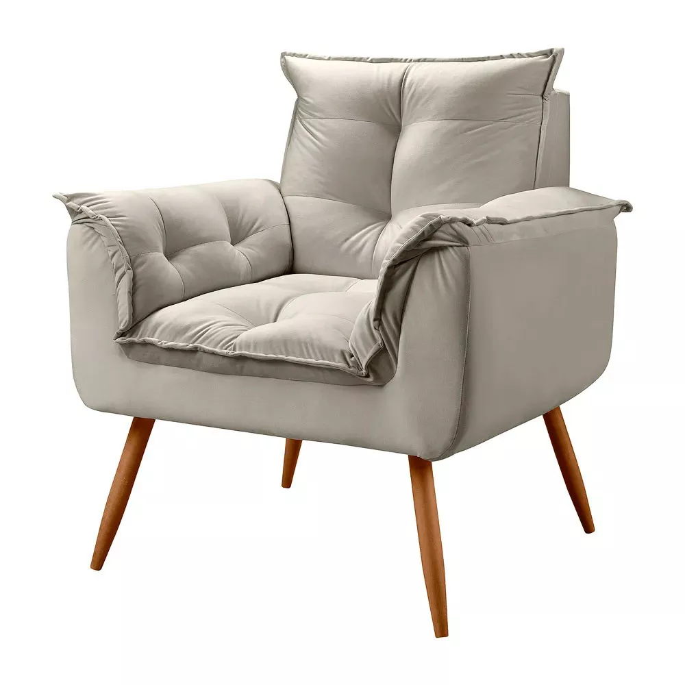 Image 0 of 7 of Poltrona Decorativa Opala Veludo Bege Marfim - Speciale Home