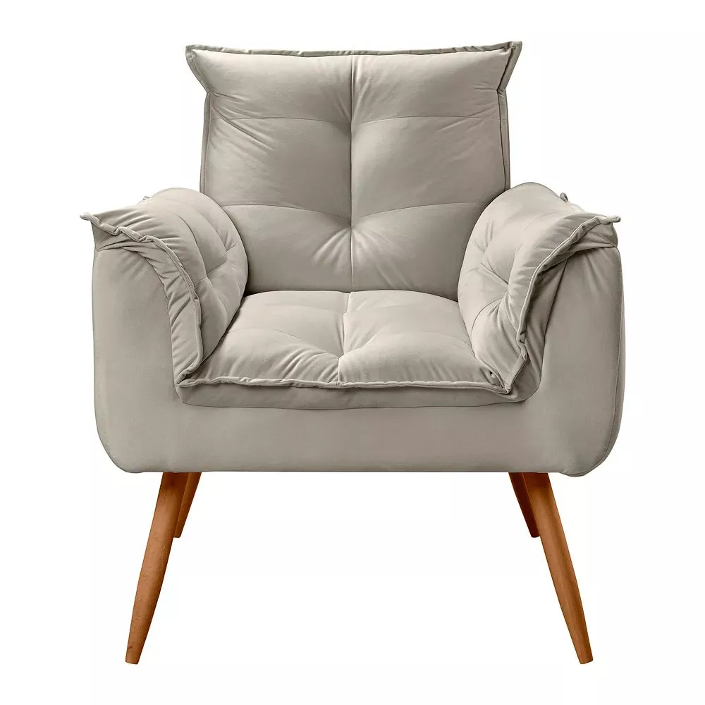 Image 3 of 7 of Poltrona Decorativa Opala Veludo Bege Marfim - Speciale Home