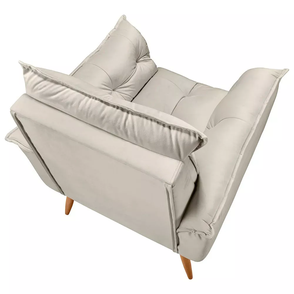 Image 4 of 7 of Poltrona Decorativa Opala Veludo Bege Marfim - Speciale Home
