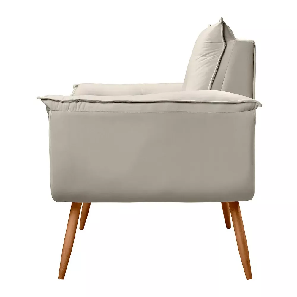 Image 6 of 7 of Poltrona Decorativa Opala Veludo Bege Marfim - Speciale Home